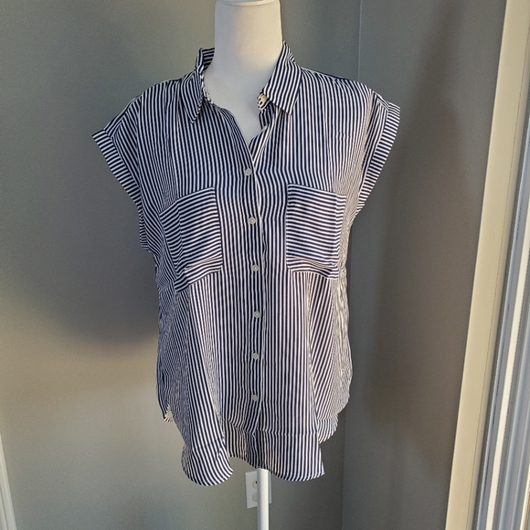 NWT LOFT Striped Dolman Cap Sleeve Shirt - Picture 4 of 7